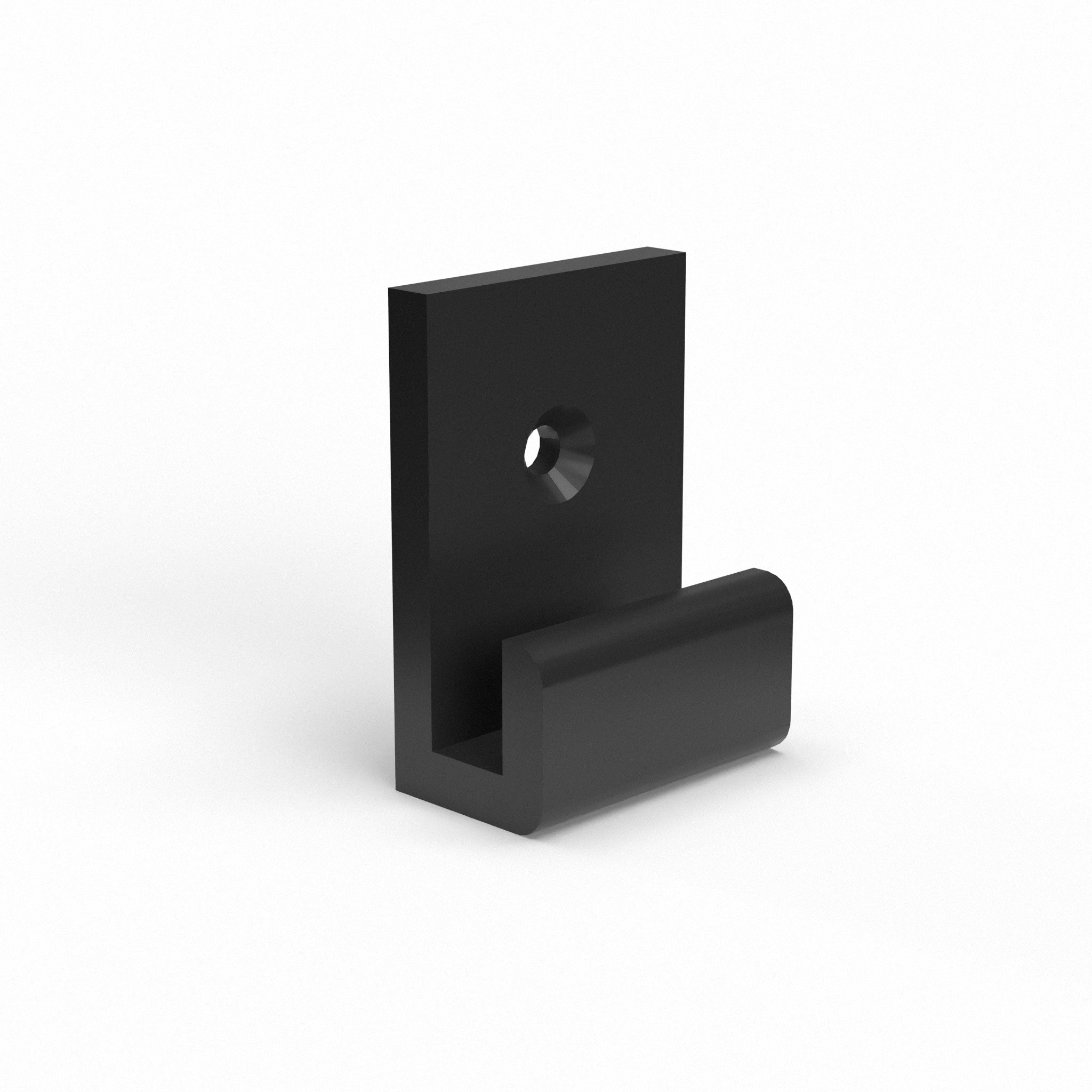 Wall mounted clip for displaying custom printed foam board available in four colors: black, white, gray, and translucent