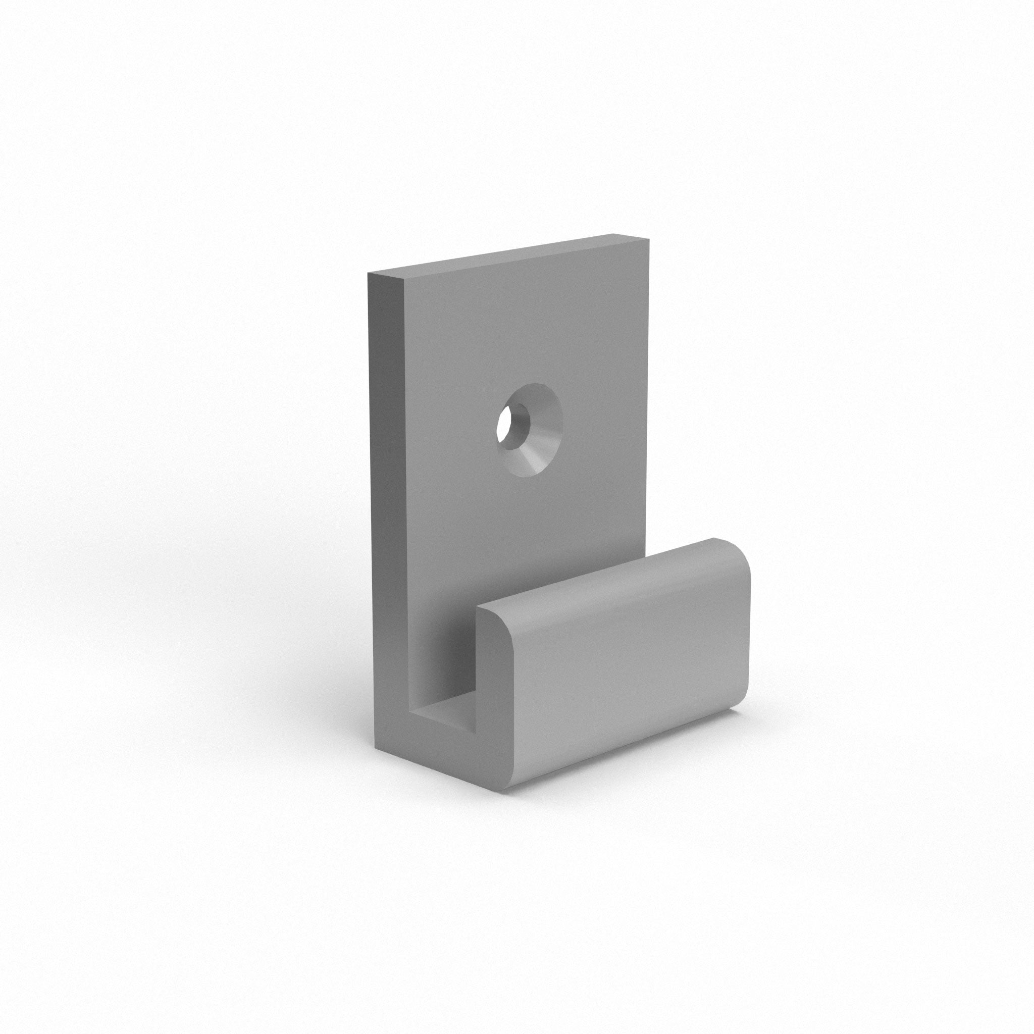 Wall mounted clip for displaying custom printed foam board available in four colors: black, white, gray, and translucent