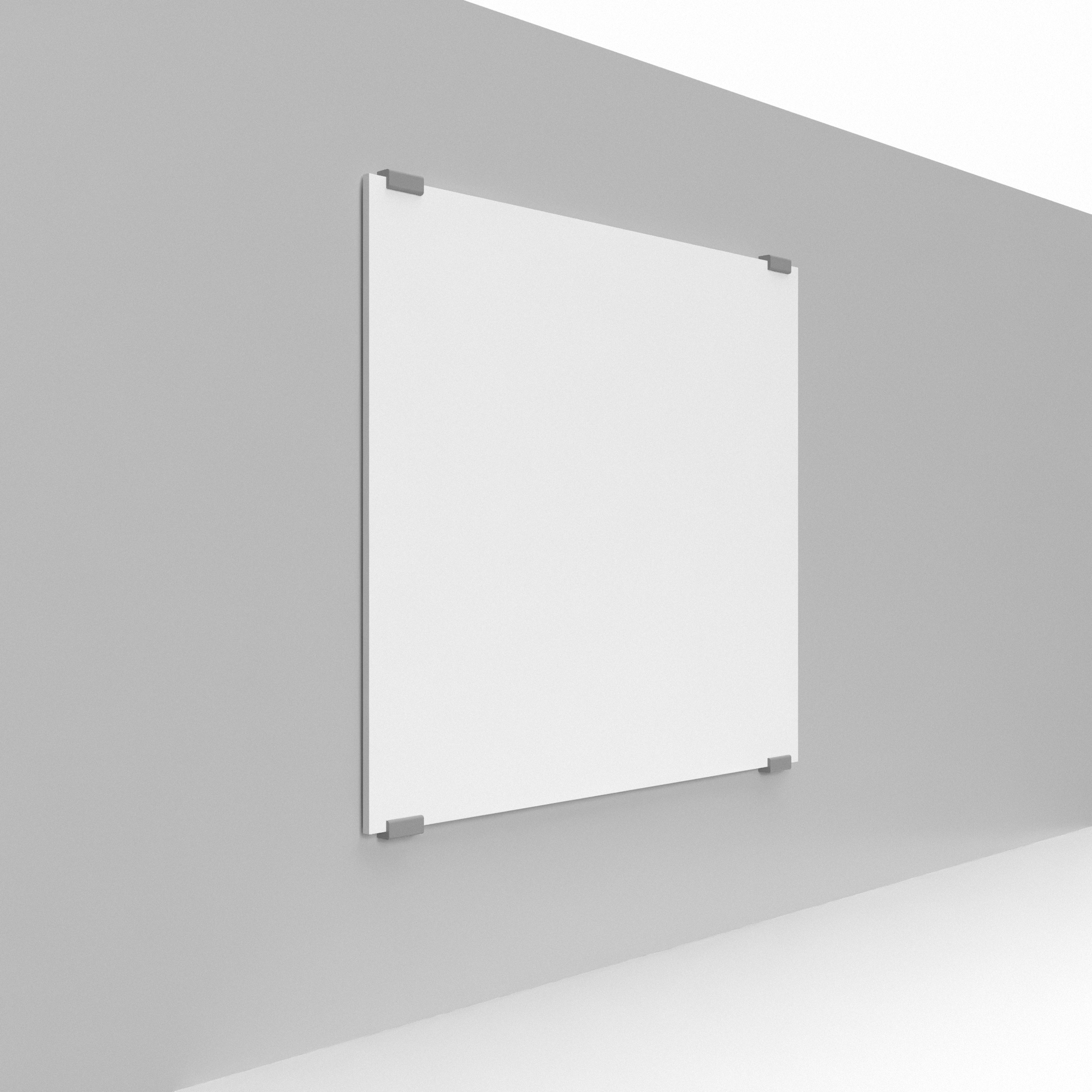 Wall mounted clip for displaying custom printed foam board available in four colors: black, white, gray, and translucent