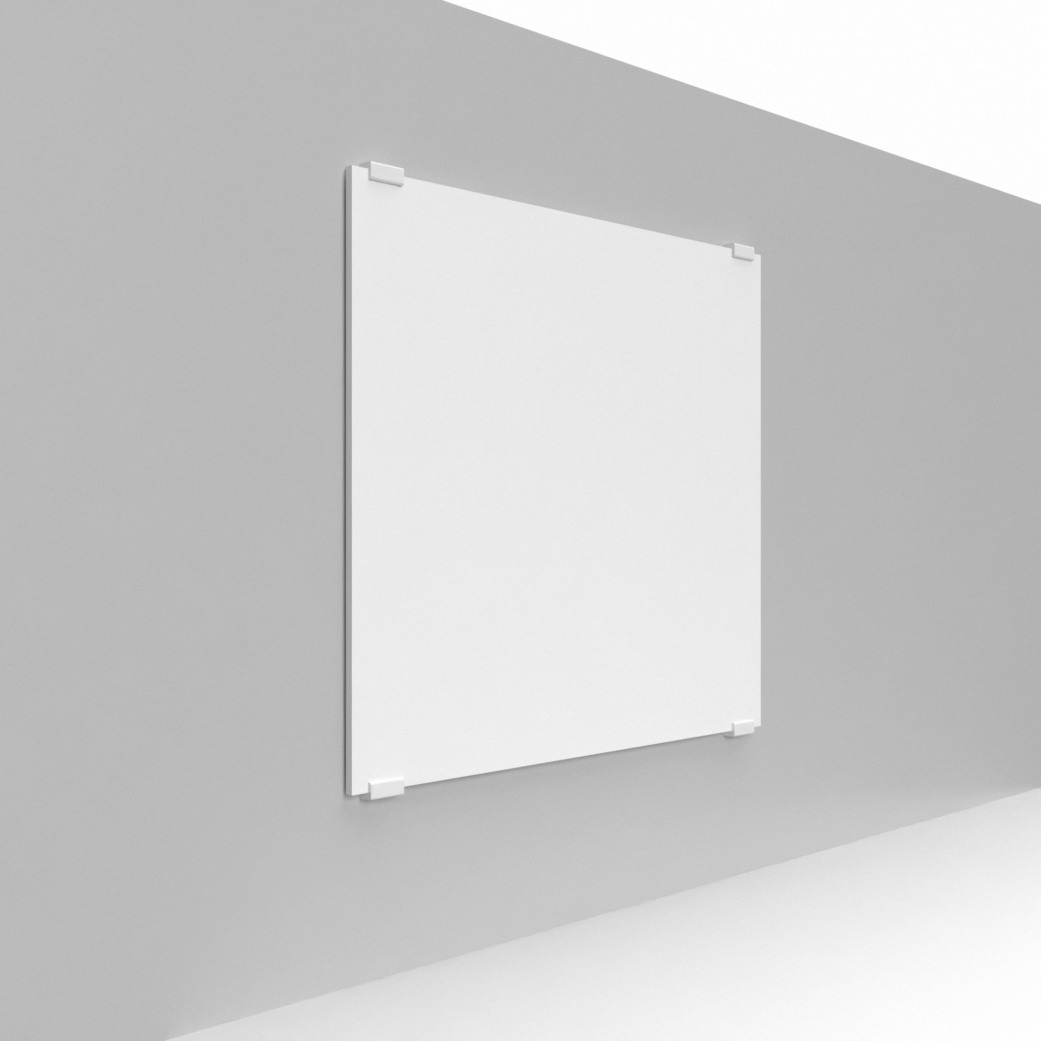 Wall mounted clip for displaying custom printed foam board available in four colors: black, white, gray, and translucent