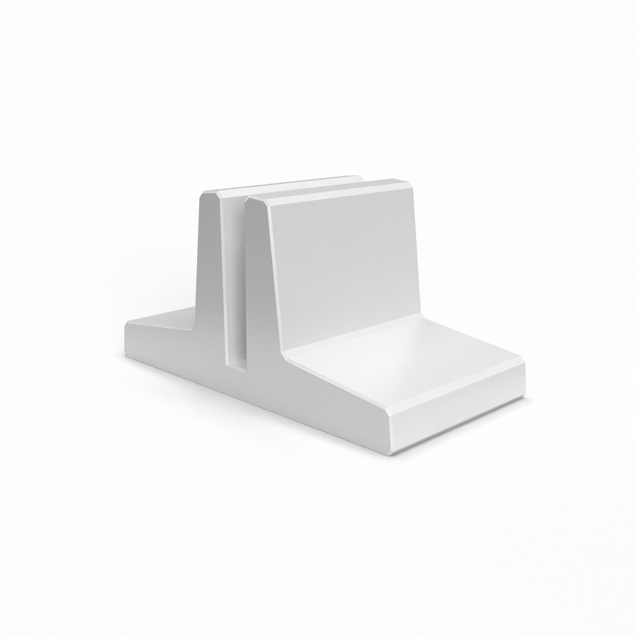 Countertop foot for holding custom printed foam board available in four colors: black, white, gray, and translucent