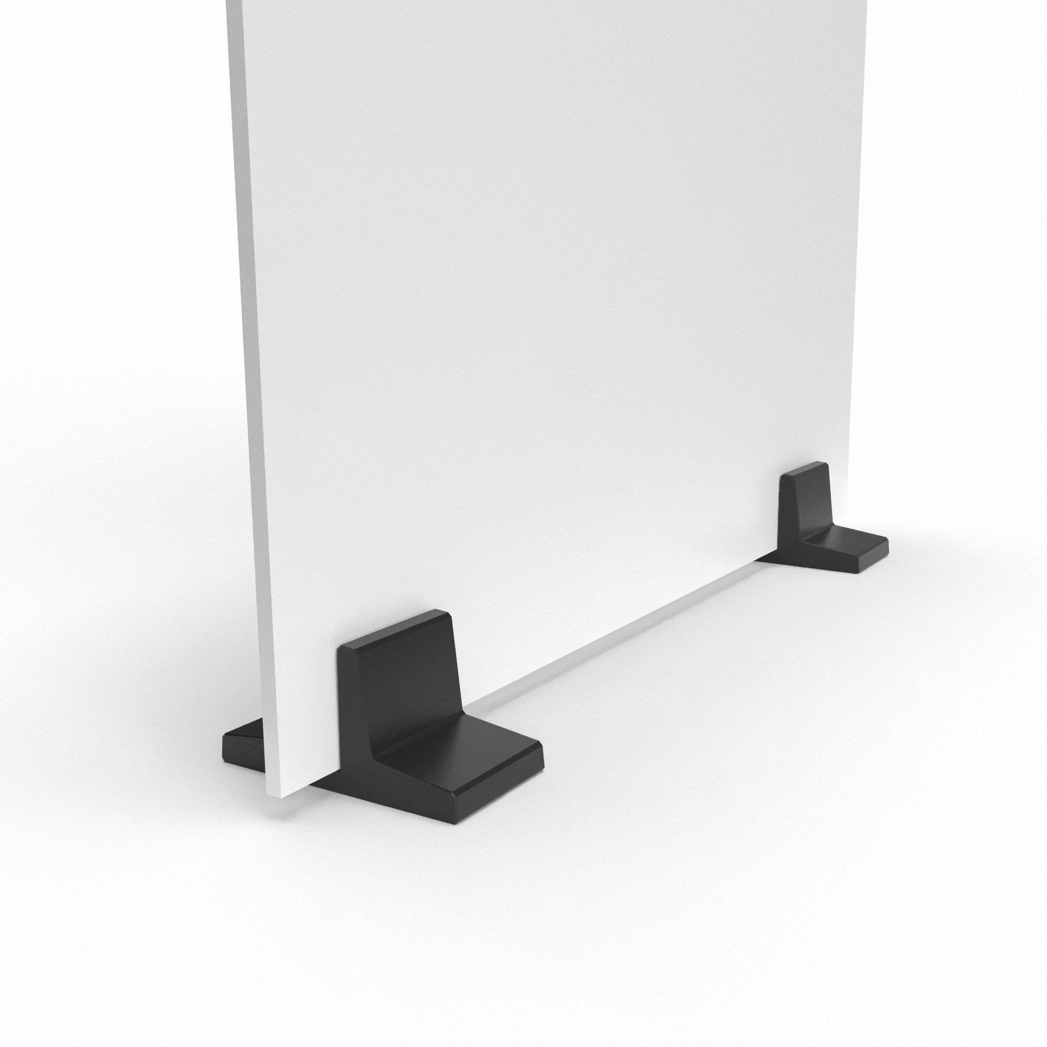 Countertop foot for holding custom printed foam board available in four colors: black, white, gray, and translucent