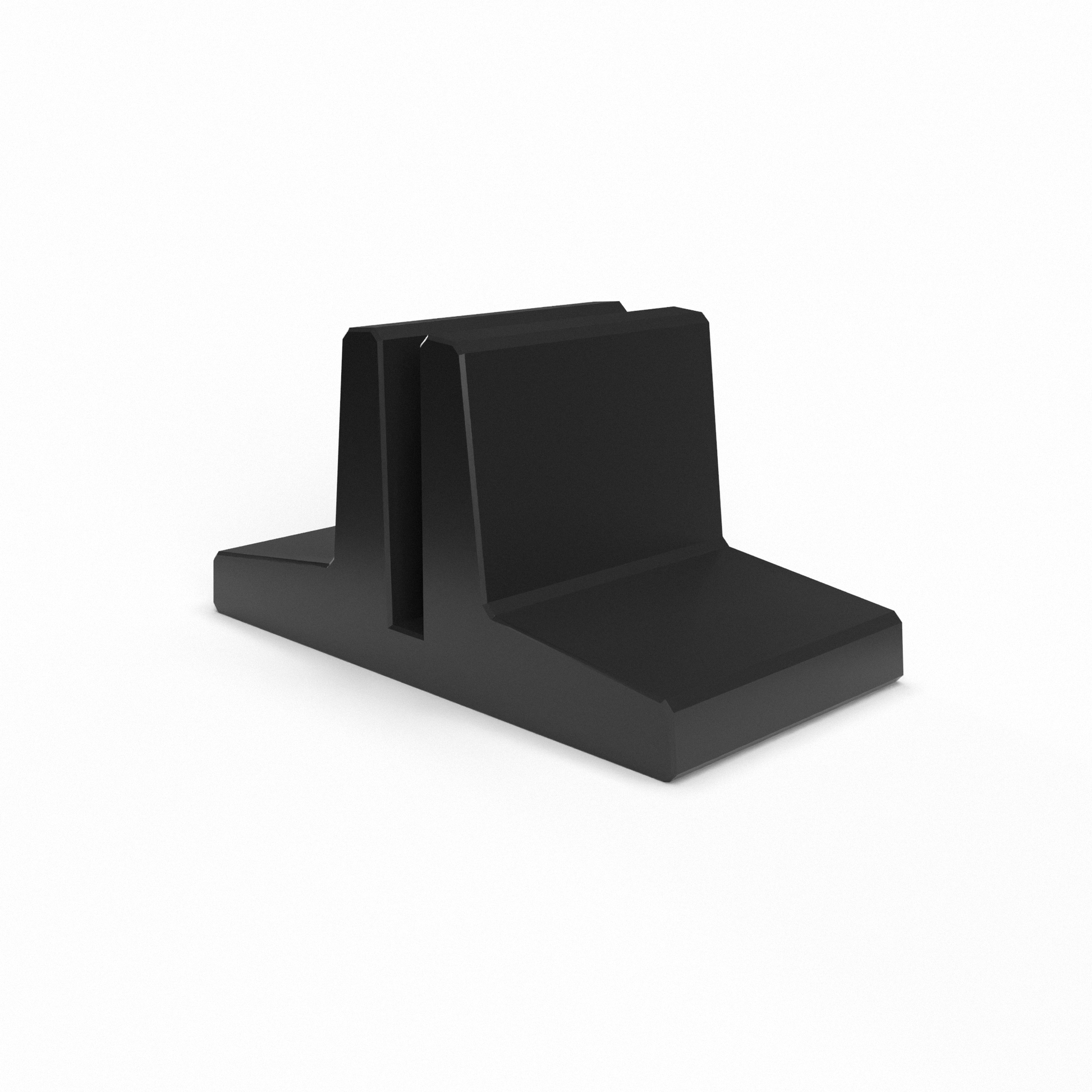 Countertop foot for holding custom printed foam board available in four colors: black, white, gray, and translucent