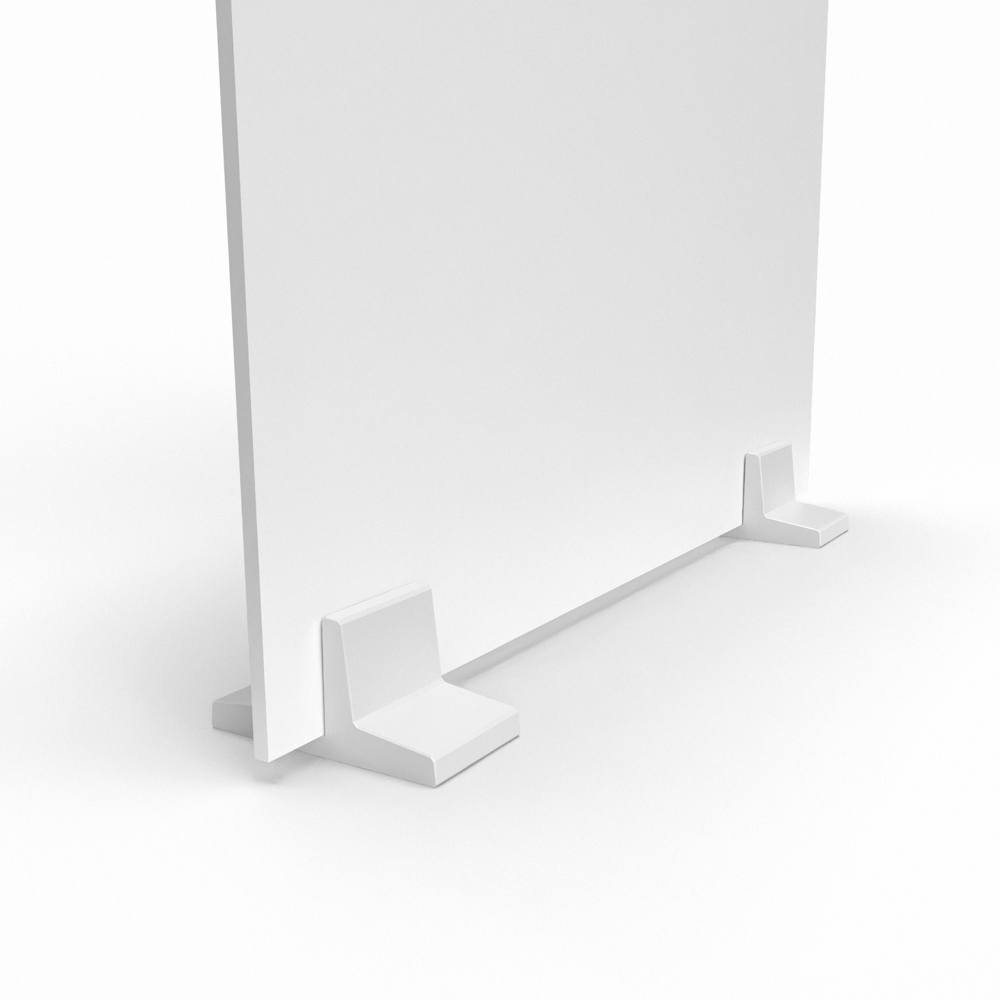 Countertop foot for holding custom printed foam board available in four colors: black, white, gray, and translucent