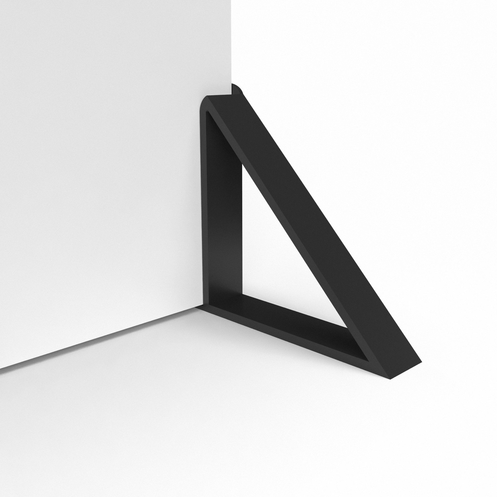 Triangular foot for displaying custom printed foam board available in four colors: black, white, gray, and translucent