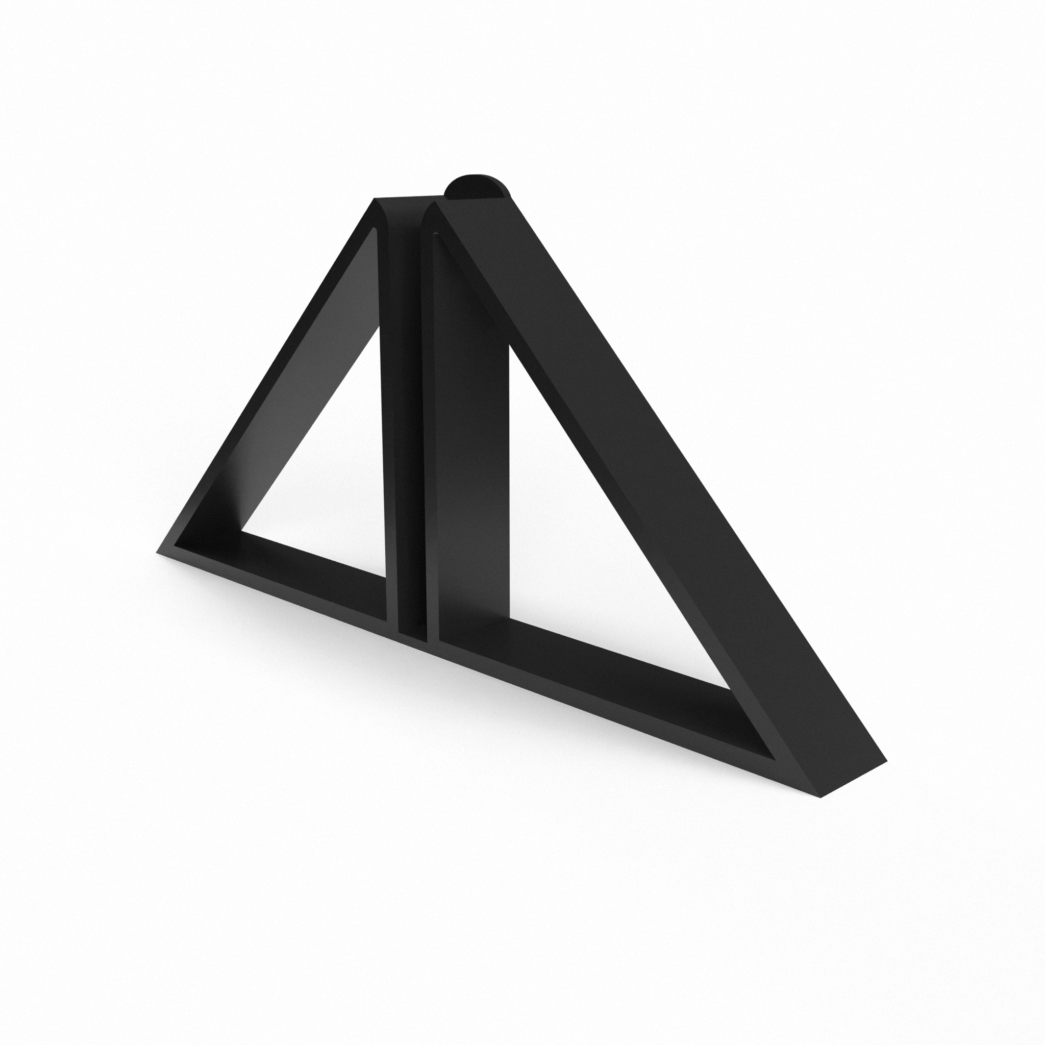 Triangular foot for displaying custom printed foam board available in four colors: black, white, gray, and translucent