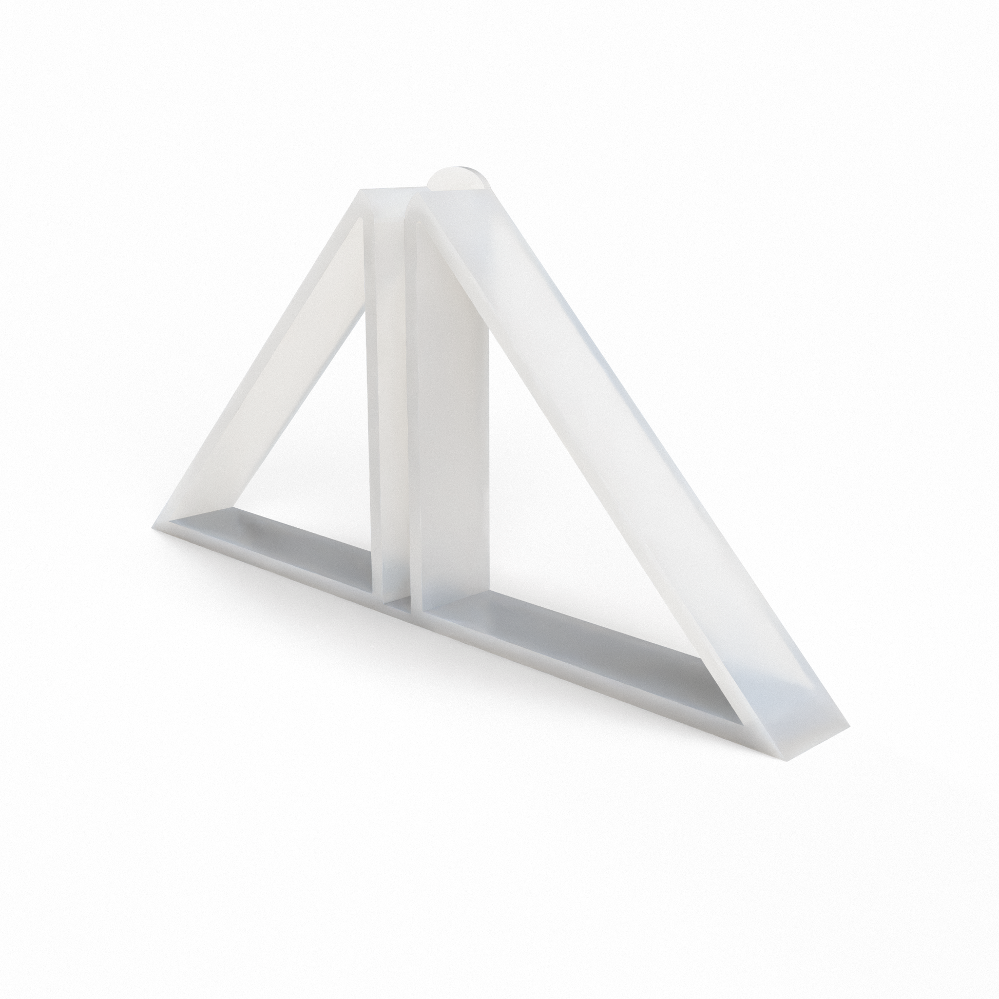 Triangular foot for displaying custom printed foam board available in four colors: black, white, gray, and translucent