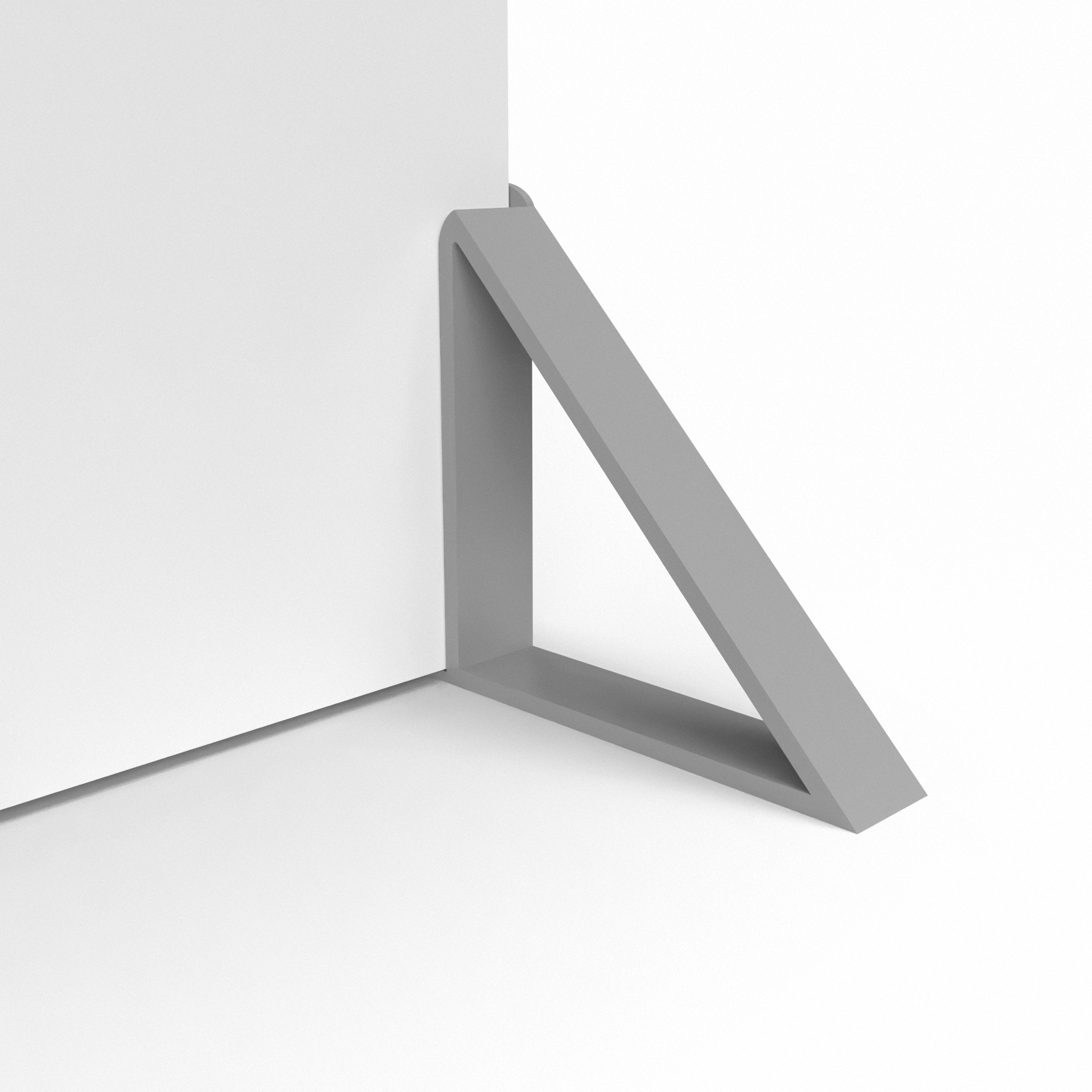 Triangular foot for displaying custom printed foam board available in four colors: black, white, gray, and translucent