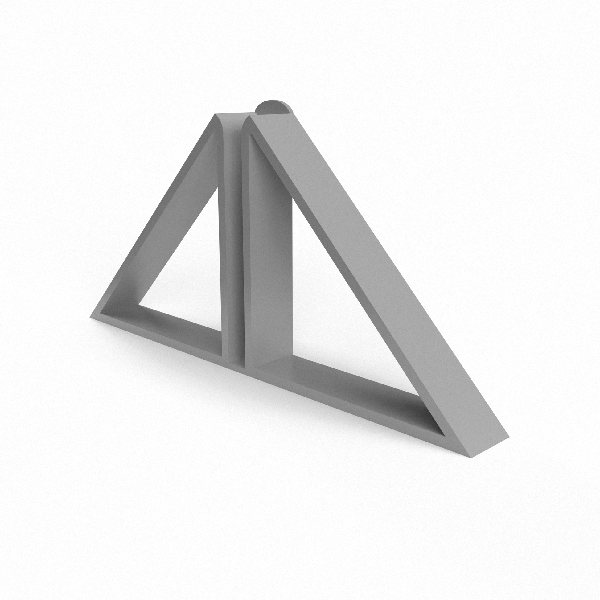 Triangular foot for displaying custom printed foam board available in four colors: black, white, gray, and translucent