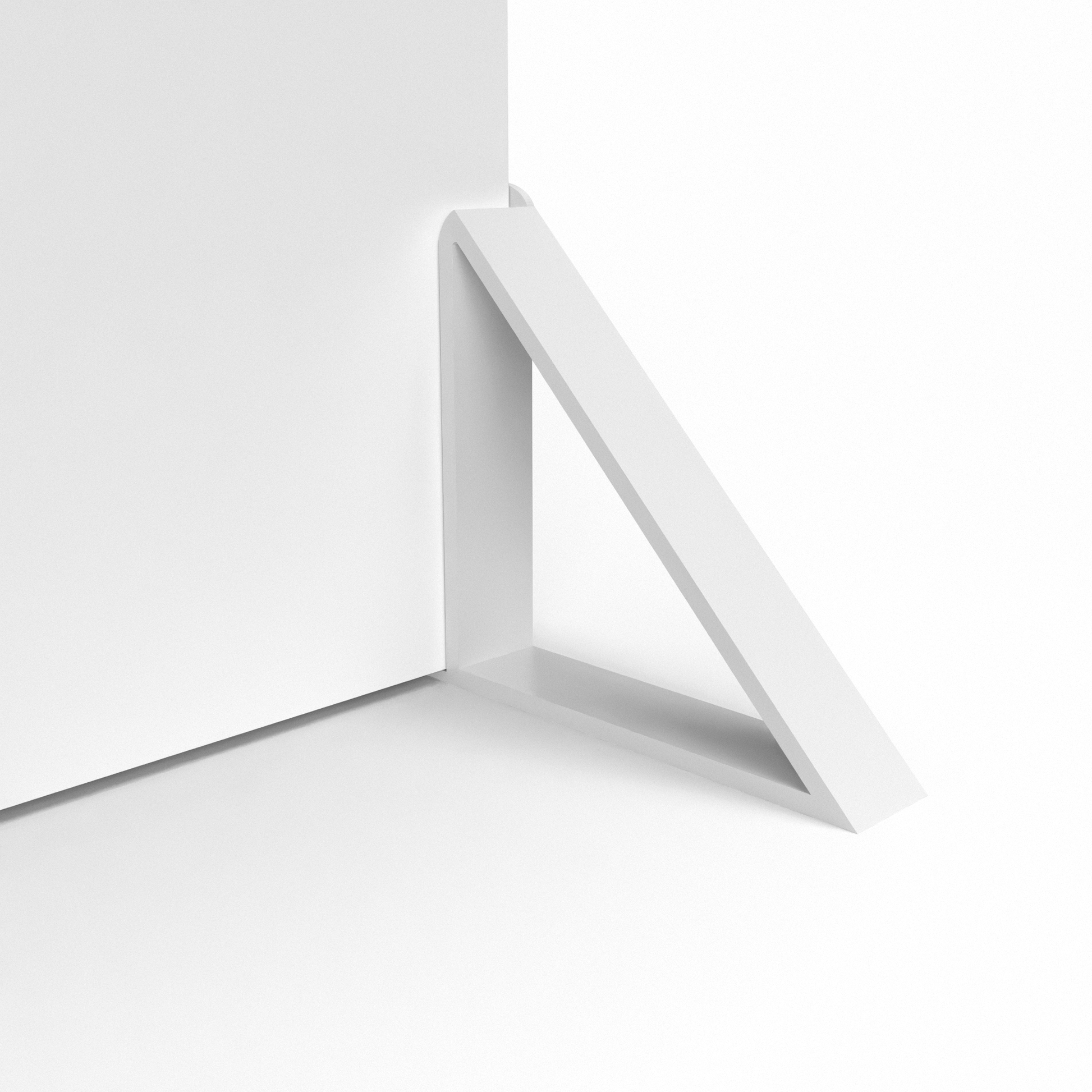 Triangular foot for displaying custom printed foam board available in four colors: black, white, gray, and translucent