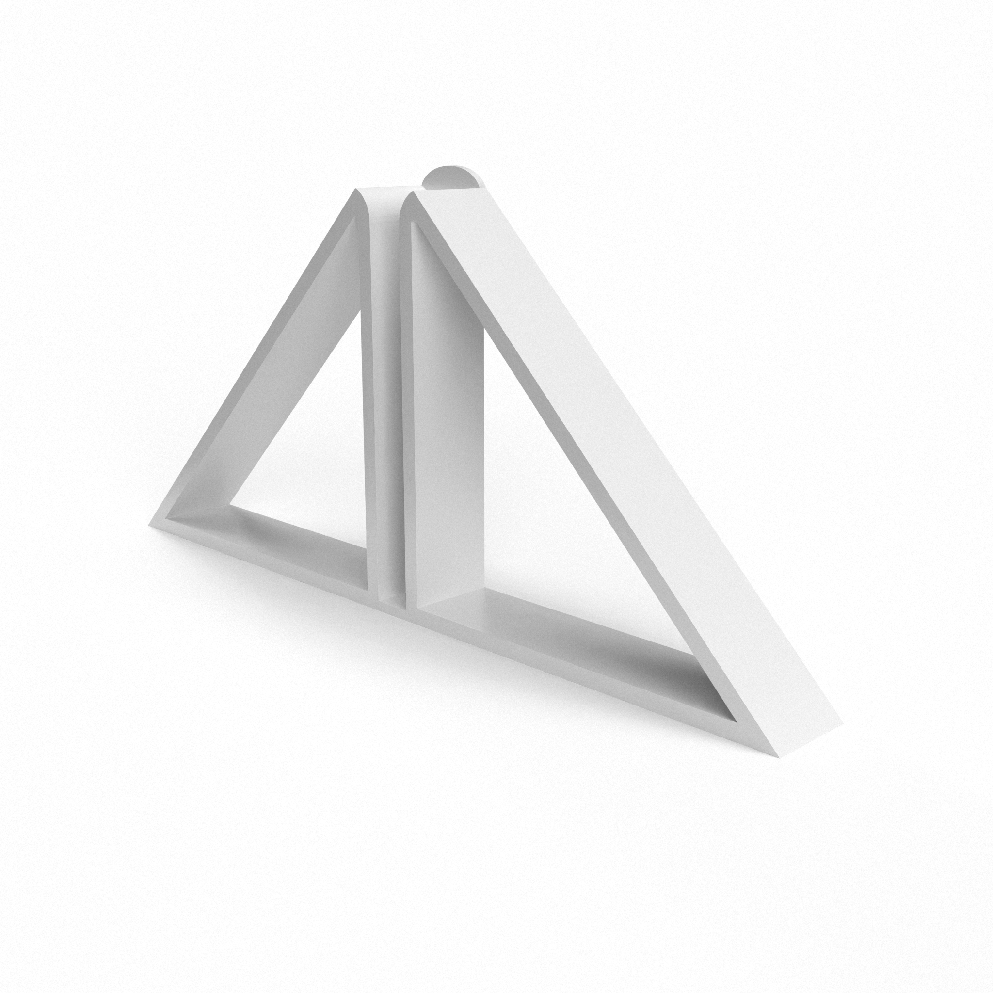 Triangular foot for displaying custom printed foam board available in four colors: black, white, gray, and translucent