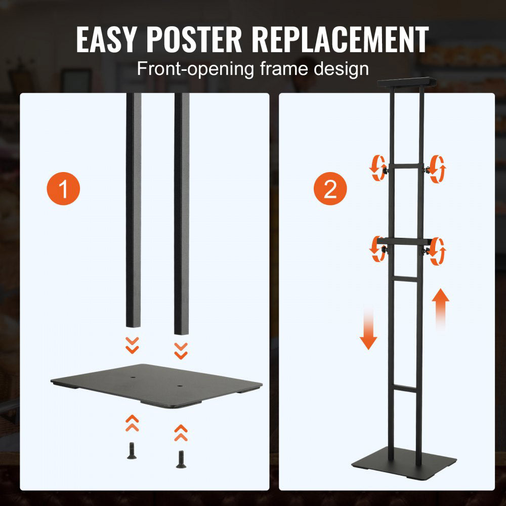 Adjustable stand for holding foam board signs allows easy assembly