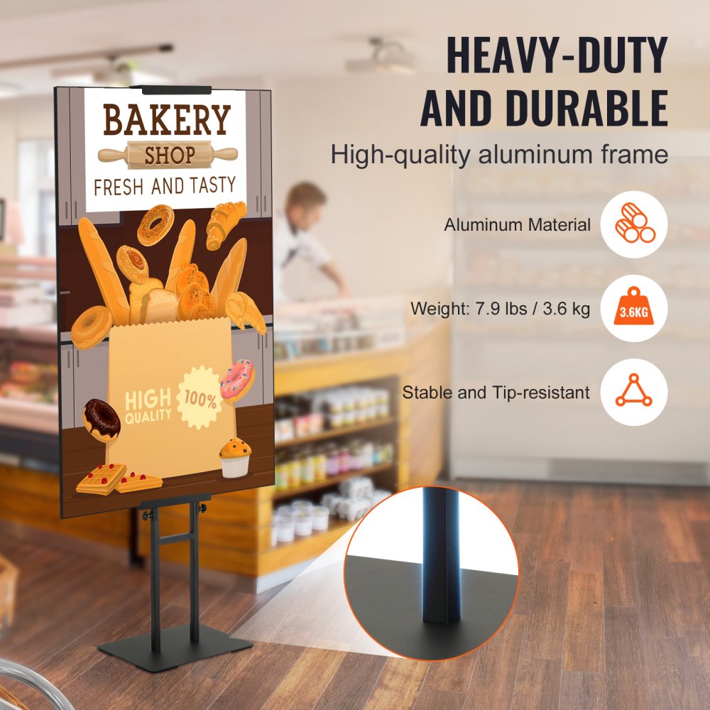 Adjustable stand for holding foam board signs