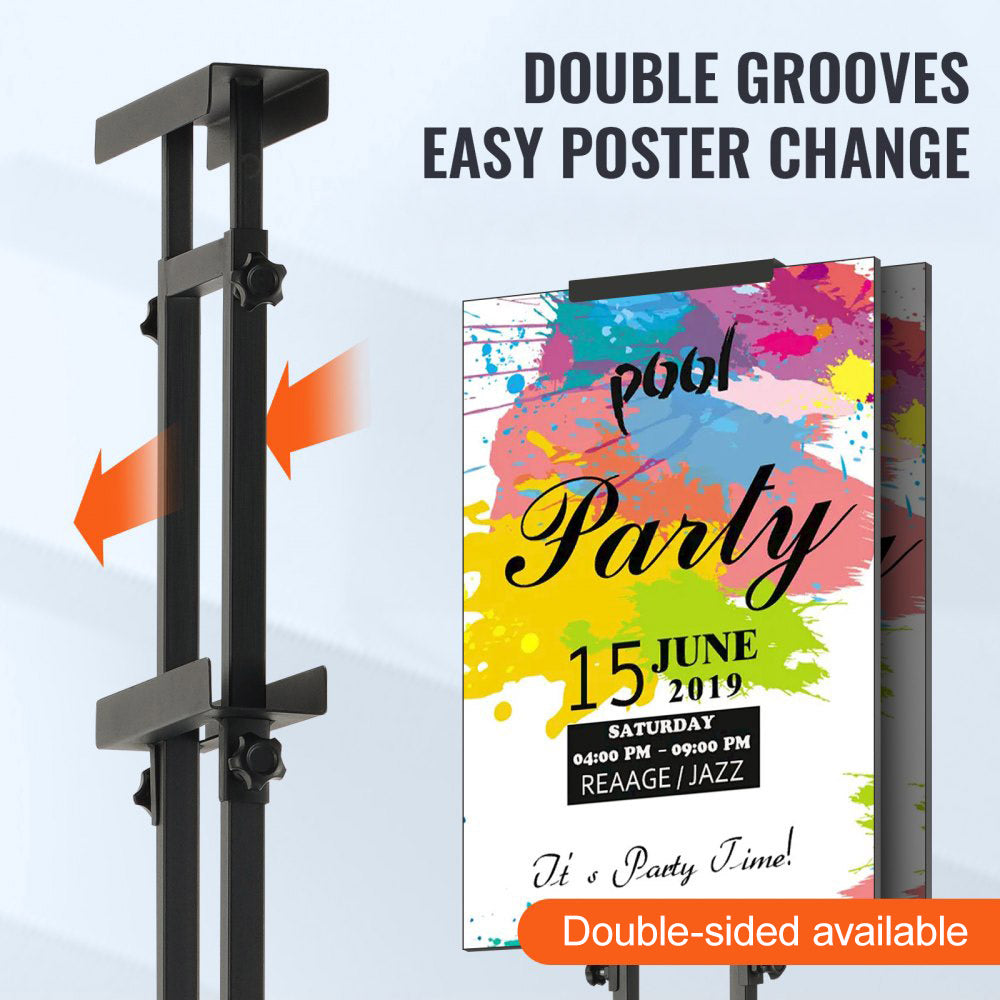 Adjustable stand for holding two foam board signs back to back