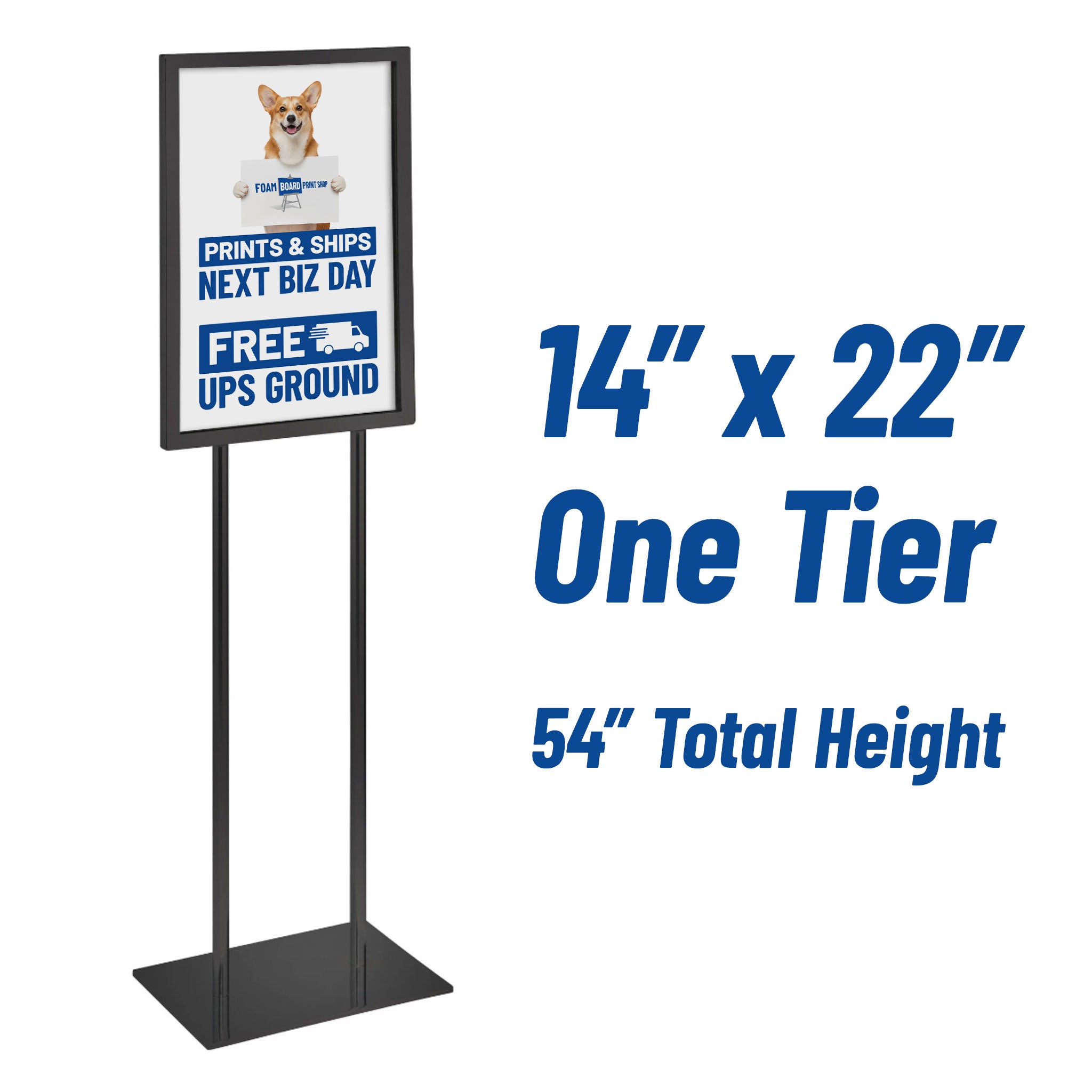 Sign holders are available in three sizes: 14 x 22 inches, 22 x 28 inches, and 24 x 36 inches, and some sizes have 1 to 3 tiers of foam board