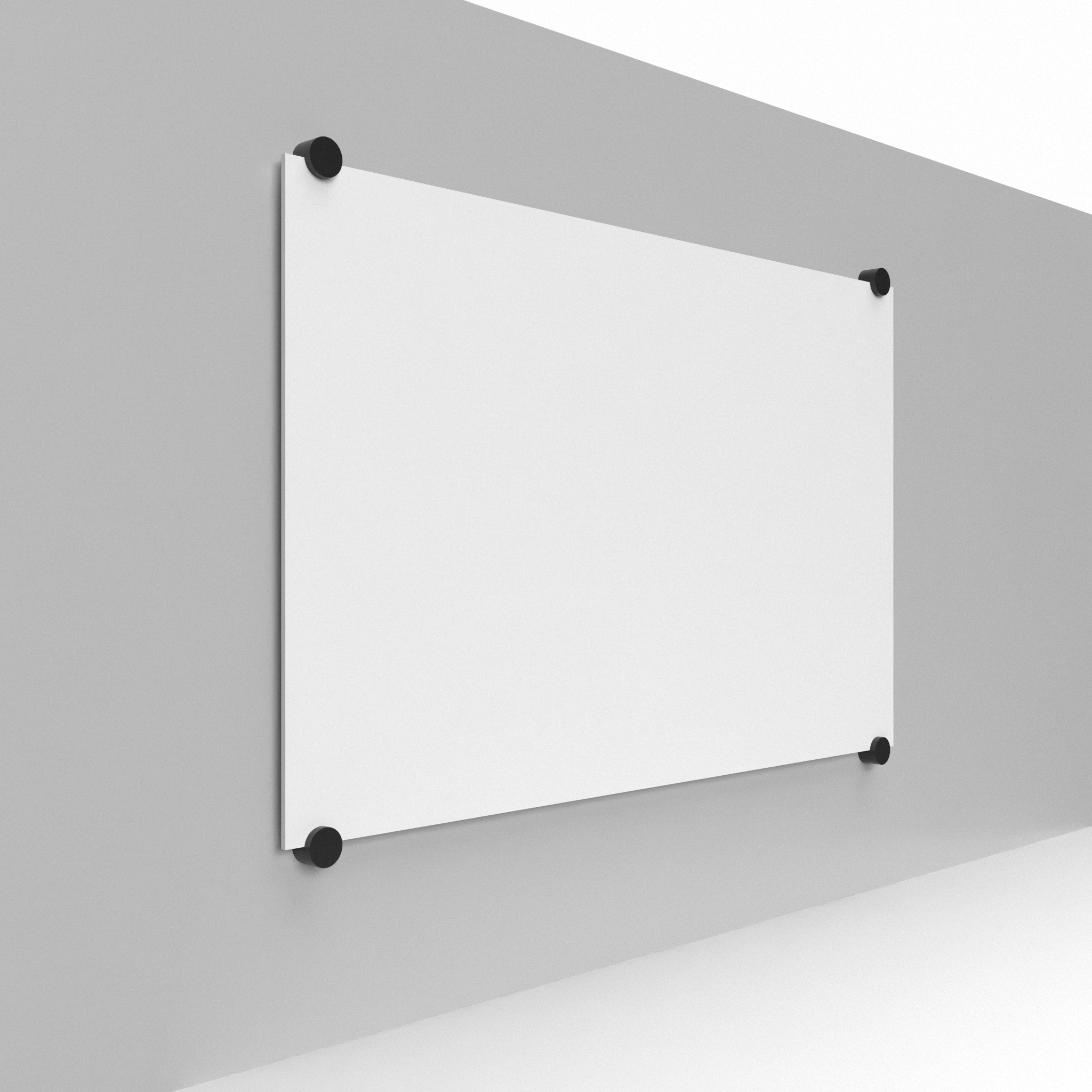 Standoff for displaying custom printed foam board available in four colors: black, white, gray, and translucent