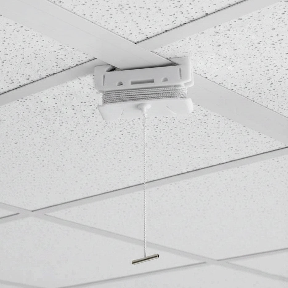 Ceiling clip for hanging foam boards with drilled holes