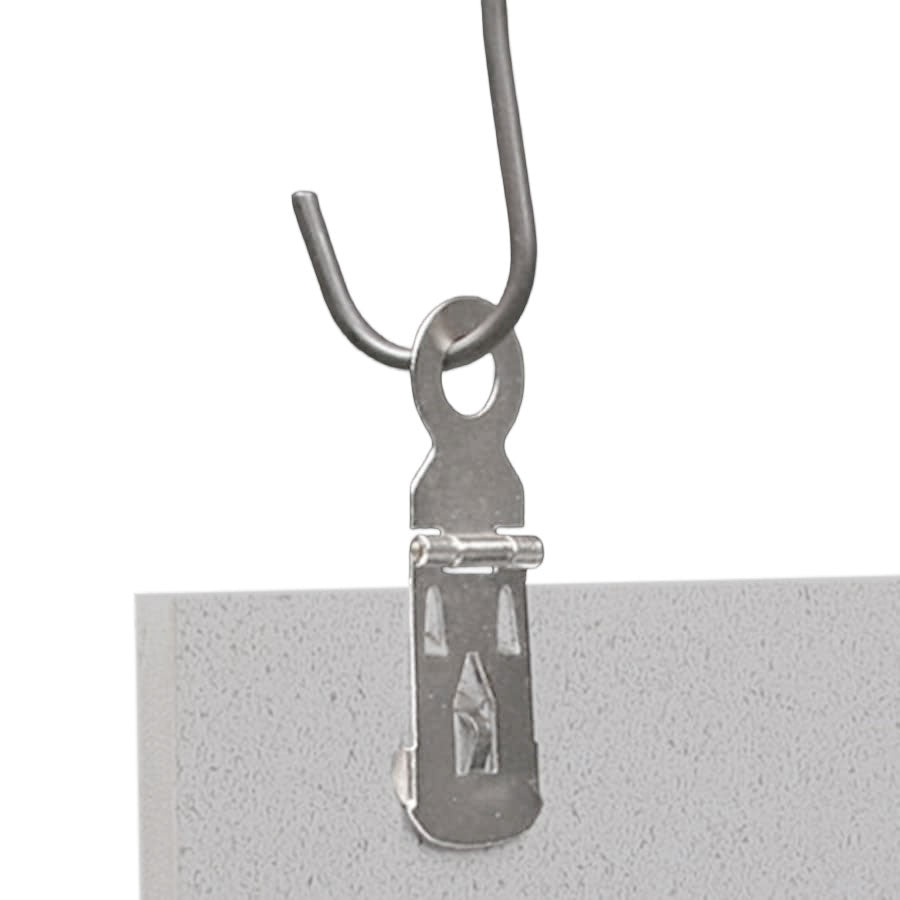 Metal clip for hanging foam board