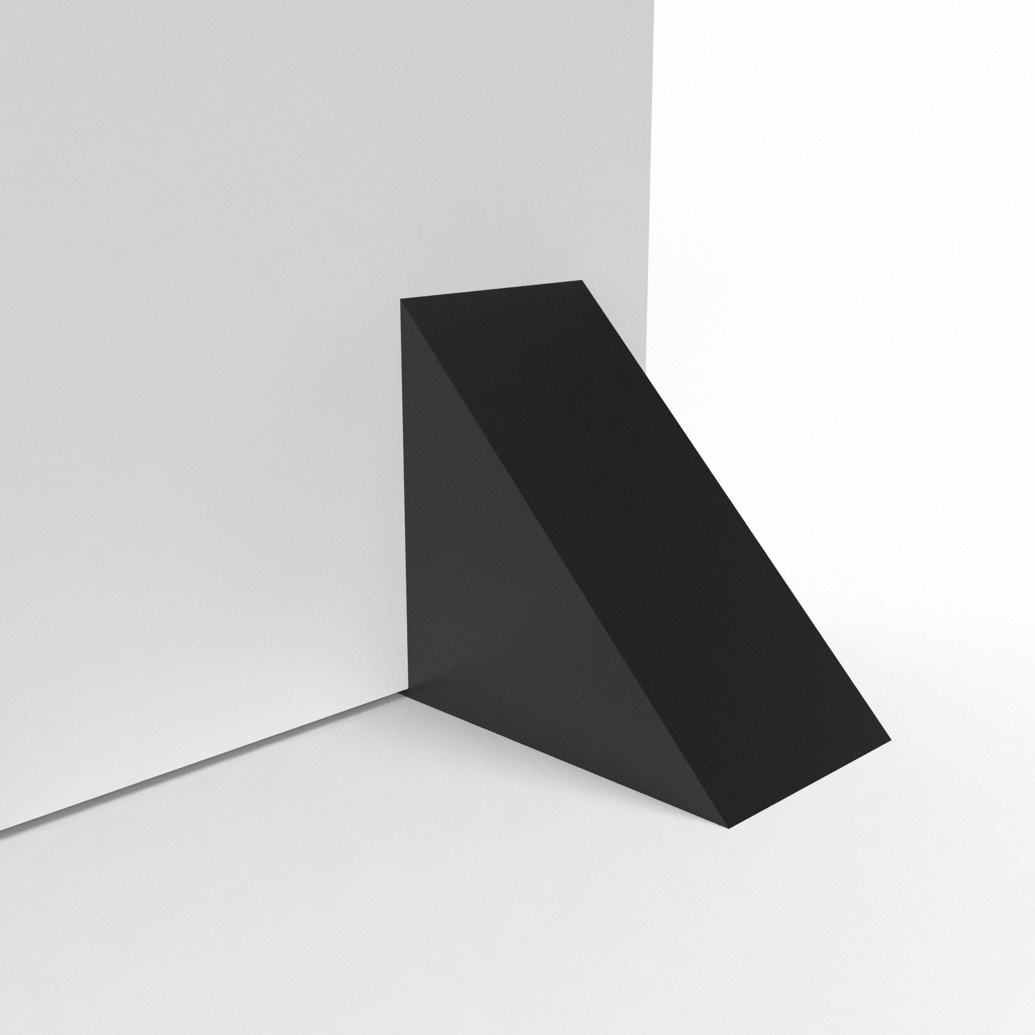Weighted triangular base for displaying large custom printed foam board available in two colors: black and white