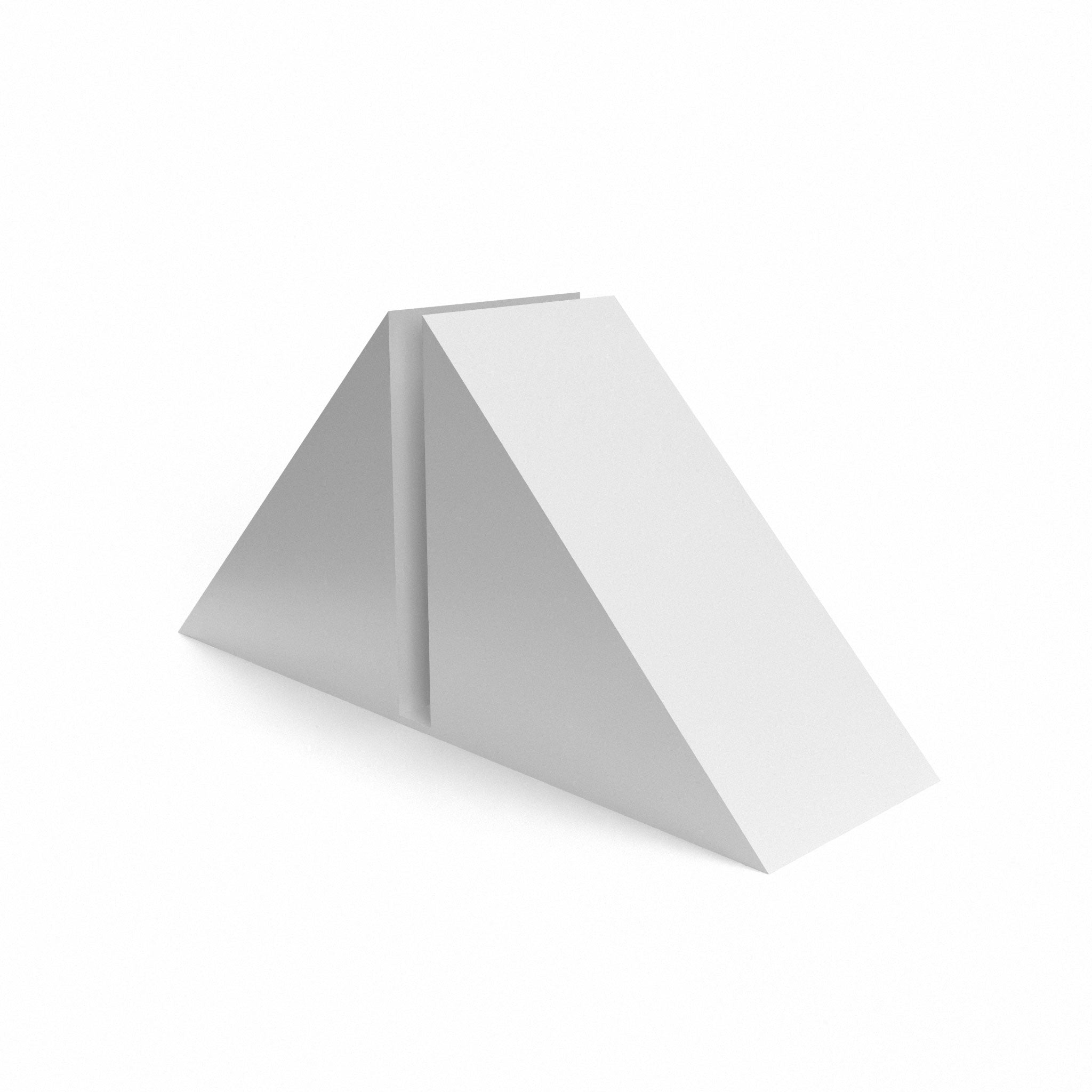 Weighted triangular base for displaying large custom printed foam board available in two colors: black and white