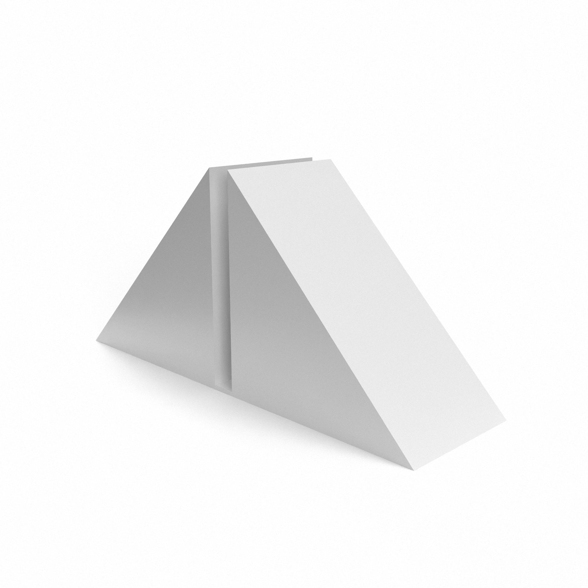Weighted triangular base for displaying large custom printed foam board available in two colors: black and white