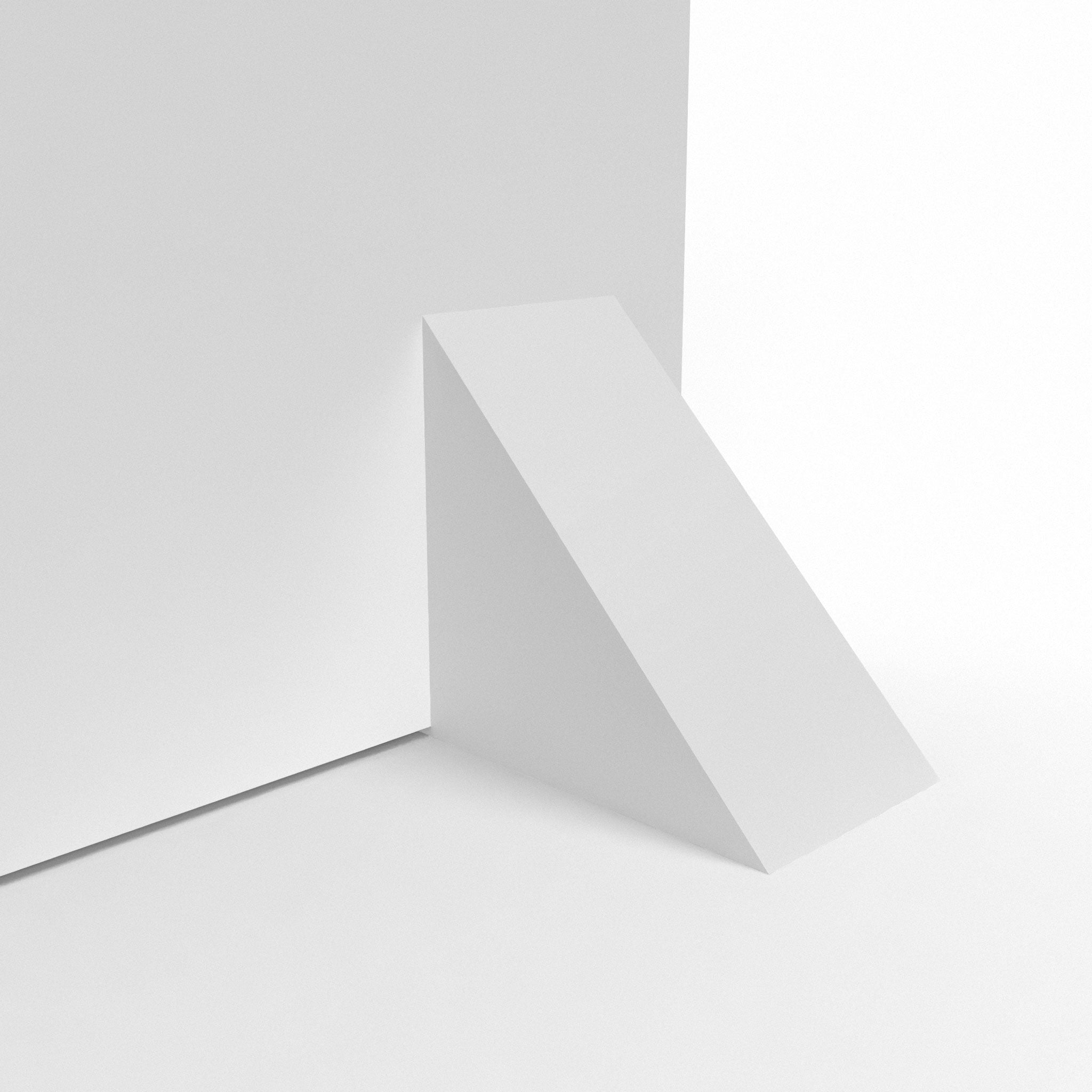 Weighted triangular base for displaying large custom printed foam board available in two colors: black and white