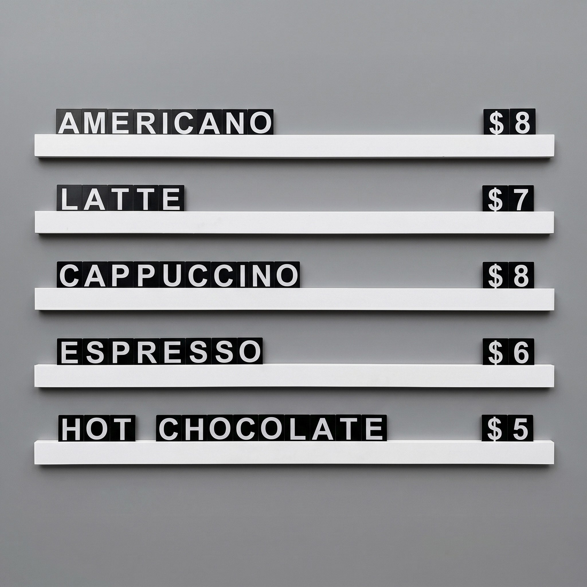 Menu Rail Kit with Durable Poly Letters