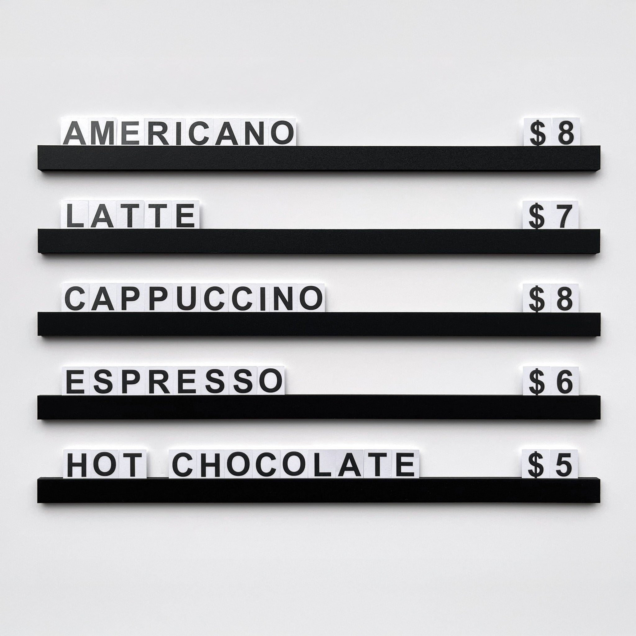 Menu Rail Kit with Durable Poly Letters