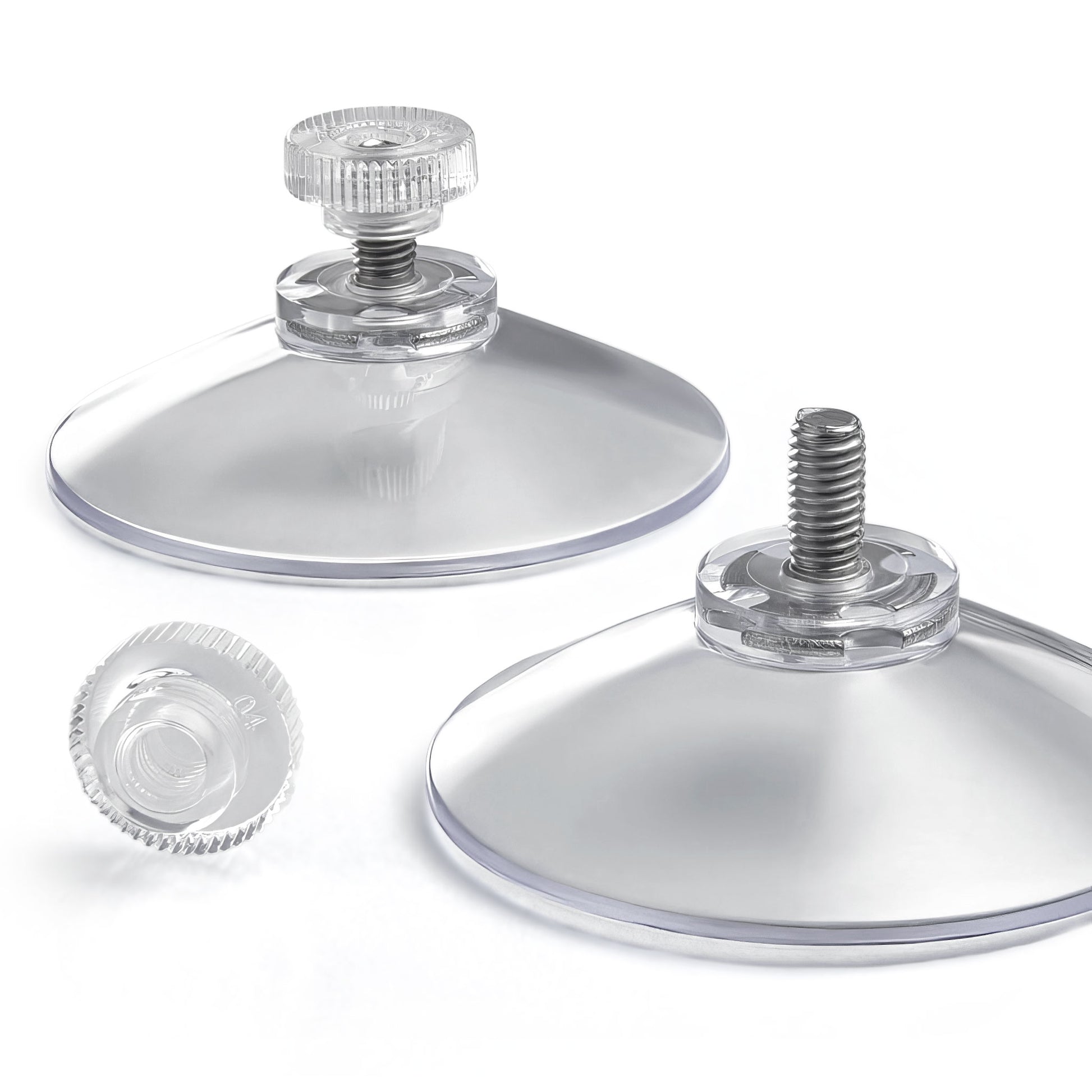 Suction cup with screw and cap to display foam board in window